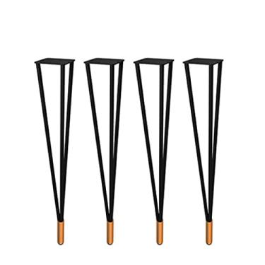 Imagem de TRGCJGH Pernas de móveis de cabelo dourado 4 peças pernas de armário de metal pernas de sofá modernas para cômoda suporte de TV mesa lateral, B-28,3 polegadas