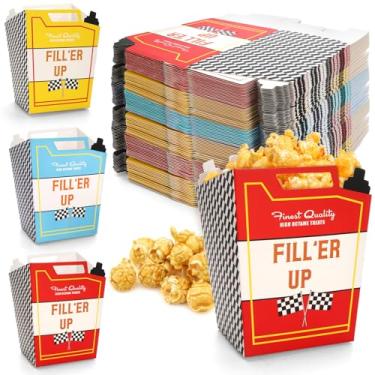 Imagem de Mezchi 60 Pcs Race Car Fuel Can Popcorn Treat Boxes, Racing Birthday Party Supplies, Candy Cookie Popcorn Container for Race Car Theme Party Favors Decoration, 3 Colors, 6x 4x 3 Inch