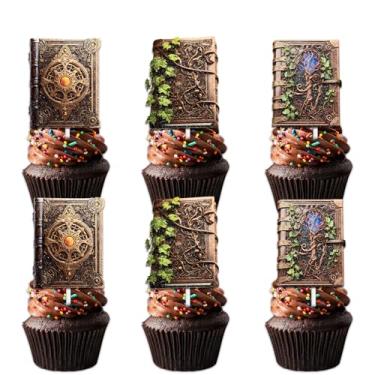 Imagem de Conjunto de 18 peças com glitter, fantasia, livro mágico, cupcake, Cheer to Retro Wizard Witch, tema bruxa, decoração de festa, escolhas para homens e mulheres, conjunto de artigos de decoração