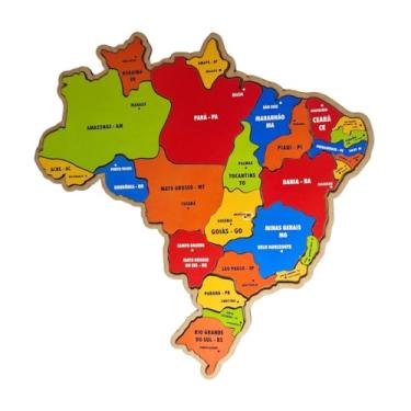 Imagem de Maninho, Quebra-cabeça Infantil Mapa Grande Regiões, Estados e Capitais Brinquedo Educativo - Maninho - 3 anos