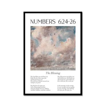 Imagem de Coleção de Salmos das Escrituras Monet Van Gogh Famosa Pintura em Aquarela Impressão Verso da Bíblia Pôster em Tela Decoração de Parede de Casa Cristã (SKU14,12x40,6 cm = (30 x 40 cm), Moldura de