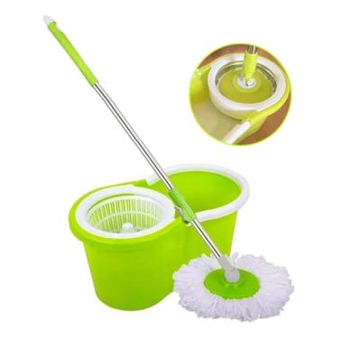 Imagem de Vassoura Esfregão Mop Giratório com Balde de 08 Litros Sistema Centrifuga e Cabo Ajustável Cor Verde-limão