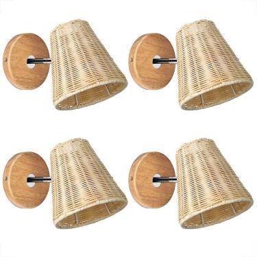 Imagem de 4 Arandela Fibra Natural Direcionável Rattan Varanda Nat94