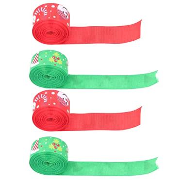 Imagem de Fita para embrulho de presente Fita vermelha Poliéster premium Cores brilhantes Padrão requintado Ampla aplicação para de árvore de Natal Laço de presente para fazer buquê