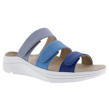 Imagem de Drew Sawyer Sandália feminina confortável com velcro, Combo azul, 7.5 X-Wide