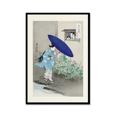 Imagem de Galeria japonesa impressões de arte de parede vintage onda Ukiyo-e pôster Katsushika Hokusai Kanagawa pintura em tela sala de estar decoração de casa (SKU5,12 x 45,7 cm = (30 x 45 cm), moldura de