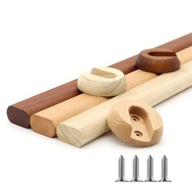Imagem de YDJIANCAI 1 haste de madeira para pendurar em tubo de guarda-roupa de madeira, mastro oval para armário, haste de armário inclui suportes finais, para guarda-roupa, corredor, cortina de banheiro, loja