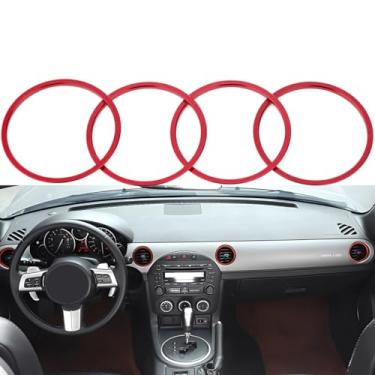 Imagem de Adesivos decorativos de ar condicionado para saída de ar condicionado para carro com anel externo compatível com Mazda MX-5 RF Miata NC 2009-2015 Acessórios de proteção interior, capa de ventilação