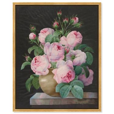 Imagem de Art Remedy Vasos florais clássicos de lona Clayborne Blossom, moldura dourada, 40,6 cm x 50,8 cm