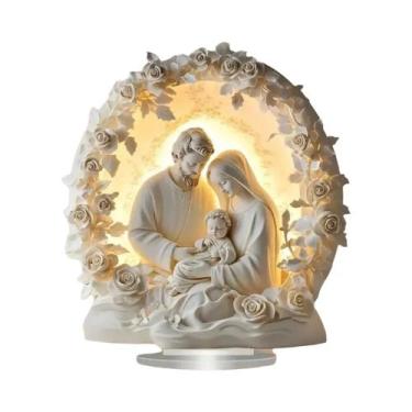 Imagem de Presépio De Acrílico Branco Com Figura De Jesus 2D, Enfeite De Mesa Pa