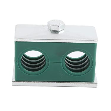 Imagem de SagaSave Braçadeira de tubo hidráulica com 2 furos para tubo hidráulico de pressão sob 6,4 Mpa Braçadeira de tubo de plástico fixa verde 18 mm