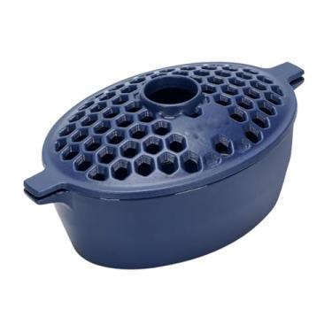 Imagem de Generic Umidificador e vaporizador para fogão, à ferrugem, com tampo em treliça, decorativo, em ferro fundido azul.