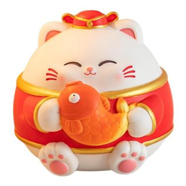 Imagem de Ｂｅｓｇａ Estátua de Gato da Sorte, Estatueta Decorativa, Cofrinho em, Enfeite de Mesa Fofo, Cofrinho para Escritório, Centro de Mesa ou Quarto, Koi Pequeno