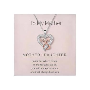 Imagem de Zurlcdye Colar para mãe, prata, coração, abraçar, família, pingente fofo, moderno, dia das mães, dia dos namorados, joias, acessórios, presentes, Zinco, Sem Pedra Preciosa