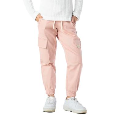 Imagem de Calça Infantil Menina Jogger Bolso Cargo Elástico Sarja-Feminino