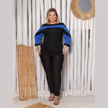 Imagem de Blusa Feminina Manga 3.4 Ombro Vazado Plus Size - Rosana Farcait, Roya