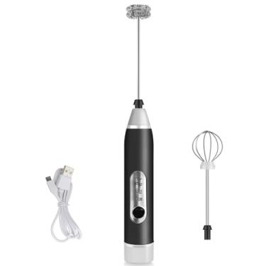 Imagem de Mini Mixer Recarregável Sem Fio USB Inox Três Velocidades Espumador de Leite Bebidas Batedor de Ovos Portátil – Premium
