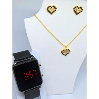 Imagem de Kit Relógio Feminino Digital Led Quadrado Sports Watch + Conjunto Cola