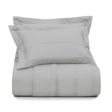 Imagem de Jogo de Colcha King Altenburg Cetim 300 Fios Cinza