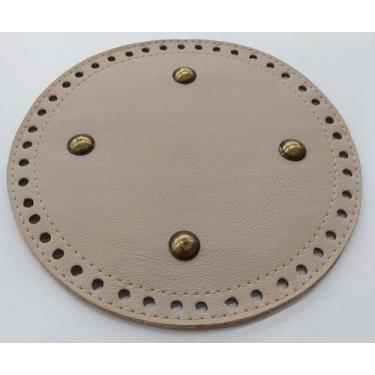 Imagem de Base redonda para bolsa de crochê 18 cm cor marfim - dupla face e estr