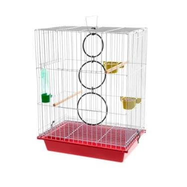 Imagem de Gaiola Para Calopsita Agapornis Agaporne Viveiro Com Ninho e Acessórios(VERMELHO,SEM NINHO)