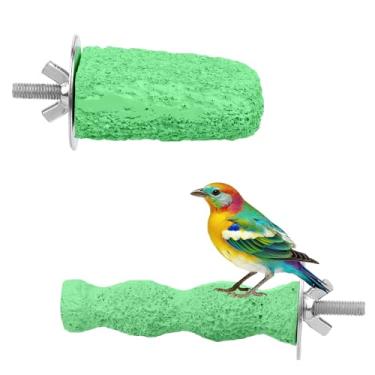 Imagem de 2un Antiderrapante Pedras Afiar Bico Pássaros, Lavável Resina Cortador Bico Aves & Suporte Limar Unhas Acessórios Gaiola para Papagaios Periquitos Calopsitas (Verde)