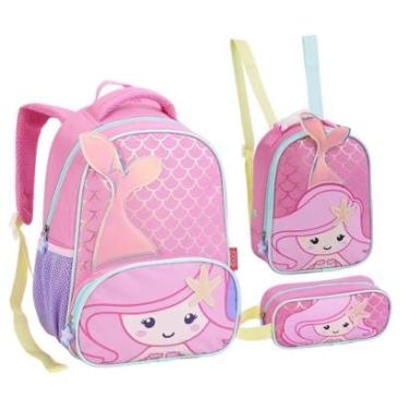 Imagem de Kit Mochila Lancheira Estojo de Costas Creche ZOOP-Unissex