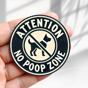 Imagem de Ímã de geladeira vintage atenção sem cocô design de placa - adesivo de geladeira redondo acrílico de 5,8 cm, presente de decoração retrô, tamanho perfeito para geladeira, armário ou qualquer