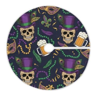 Imagem de ATTX Saia de árvore com caveiras de carnaval de 118 cm - decoração festiva para festas de ano novo e carnaval #306