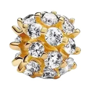 Imagem de Pingente De Sol E Lua Com Laço De Rosa Dourada Em Prata 925 Para Joias