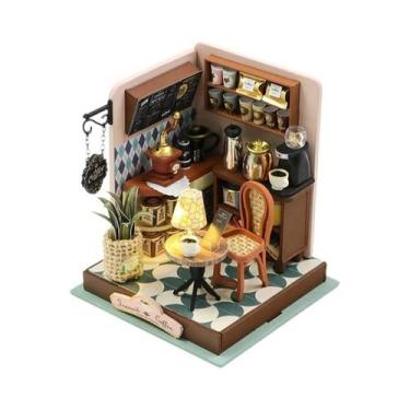 Imagem de Quebra-Cabeça 3D De Madeira Kit De Casa De Bonecas Café DIY Brinquedo 