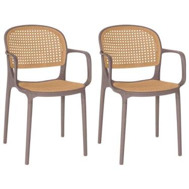 Imagem de Kit 2 Cadeiras de Jantar Roma Prática com Braços para Sala e Cozinha -