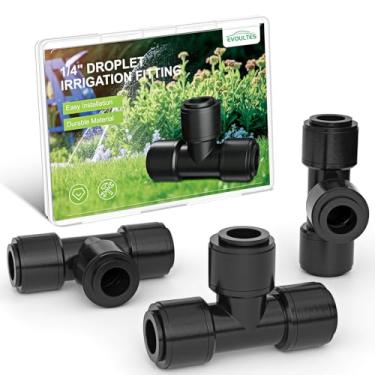 Imagem de EVOULTES Pacote com 16 encaixes em T de irrigação por gotejamento de 1/10.2 cm para tubos de irrigação de 1/10.2 cm, encaixe sem vazamento para sistema de irrigação por gotejamento, durável e fácil de