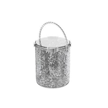 Imagem de Balde de gelo com tampa e alça ideal para bar de coquetéis, festas, vinho gelado, champanhe, vinho, cerveja, champanhe, balde de champanhe (cinza, pequeno)