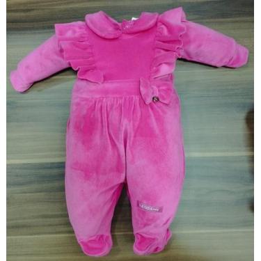Imagem de Macacão Luxo Bebê Menina Plush Babado Inverno LessaKids 9228 - Lessa K