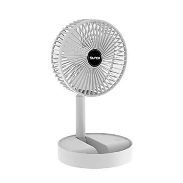 Imagem de Ventilador Telescópico Plegável Sem Fio Portátil de Mesa USB Recarregável com Bateria Interna 2000mAh Altura Ajustável 3 Velocidades Ventilação para Residência