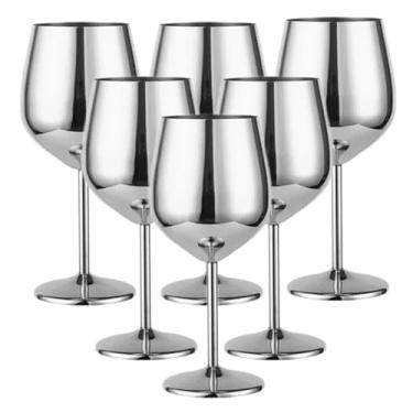 Imagem de 6 peças de aço inoxidável para coquetéis criativos de metal bar de vinho restaurante champanhe copo de vinho tinto copo de bar 、 mobiliário doméstico (prata)