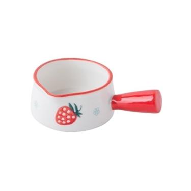 Imagem de Molho de cerâmica para molho de 50 ml com alça lisa, perfeito para molho de salada, caldo, creme, jarro de leite e leite (vermelho)