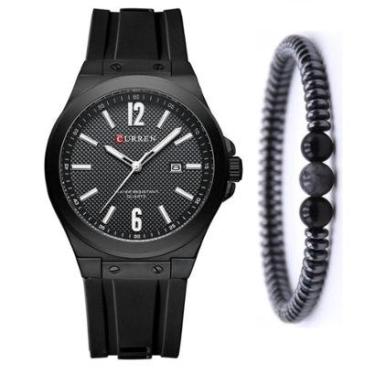 Imagem de Relógio Curren Social Casual Masculino + Pulseira Hematita-Masculino