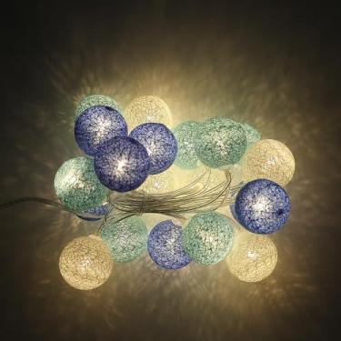 Imagem de 1 peça, bola de algodão de 2,2 metros, cordão de luzes LED, alimentado por USB, colorido, decoração, festival, casamento, aniversário, dia dos namorados, iluminação ambiente, lâmpada 20, estilo C