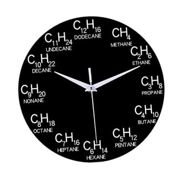 Imagem de Wswqop Relógio de Parede Elements Math - Relógio de Parede Silencioso Sem para Sala de Estar, Escola, Escritório E Sala de Aula, Carbono, Tamanho real