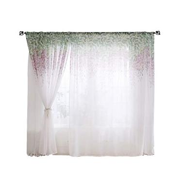 Imagem de HEEPDD Cortina de Janela de Poliéster, Sanefas de Voile Blackout Respiráveis, Bloqueia Os Raios de Luz Solar e Reduz o Ruído, Com Design Anti-, para Decoração de Escritório de Sala de (Roxa)