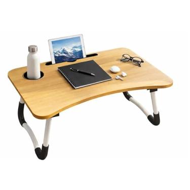 Imagem de Mesa Portátil para Notebook Dobrável, Suporte para Cama e Sofá, Mesa para Laptop Home Office em Madeira, Bandeja Multifuncional para Estudos, Trabalho e Refeições