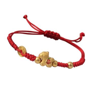 Imagem de MMIUAEG Pulseira Ano do Cavalo do Zodíaco Chinês Pulseira Vermelha Feng Shui Pingente da Sorte para Boa Sorte Proteção Presentes de Ano Novo, Medium, Zinco, Sem Pedra Preciosa