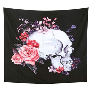 Imagem de Tapeçaria de parede com padrão de esqueleto, tapete suspenso, decoração de fundo para quarto, dormitório, decoração de casa, feita de 80 poliéster 20 nylon, tamanho 150x200cm (17 150 * 200)