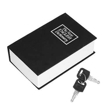 Imagem de Cofre para economizar dinheiro, armazenamento de moedas, simulação de formato de livro, placa de aço decorativa, fechadura com chave para quarto, sala de estar, escritório, várias (Preta)