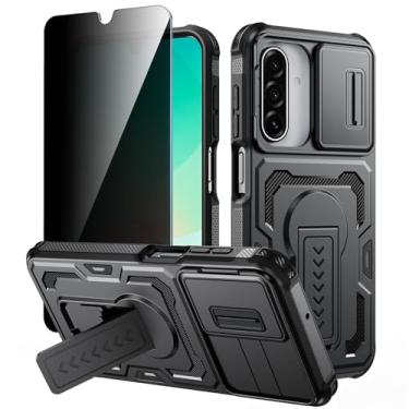 Imagem de Lanhiem Capa para Samsung Galaxy A17 5G / A26 5G / A16 5G 4G com protetor de tela de privacidade, capa deslizante para câmera, capa à prova de choque de grau militar com suporte e proteção de camada