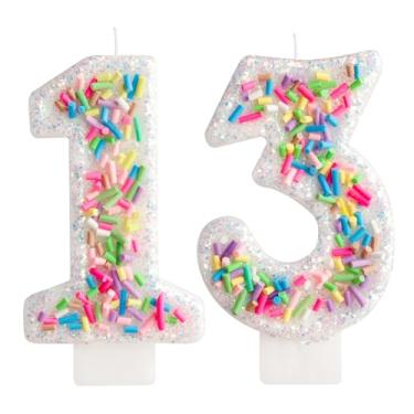 Imagem de Vela de aniversário de doces coloridos para meninas, bolo de 13 anos para decoração de artigos de festa, 7 cm, número 13, enfeite de bolo para meninas, meninos, aniversário de casamento, tema pastel