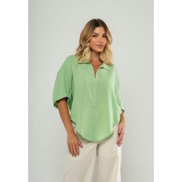 Imagem de Blusa Ampla Manga Curta E Decote V Verde Salvatore, G