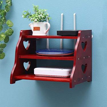 Imagem de Prateleira de madeira montada na parede caixa de armazenamento para escritório em casa, escritório, sala de estar, quarto, estudo, vermelho, B (vermelho A)